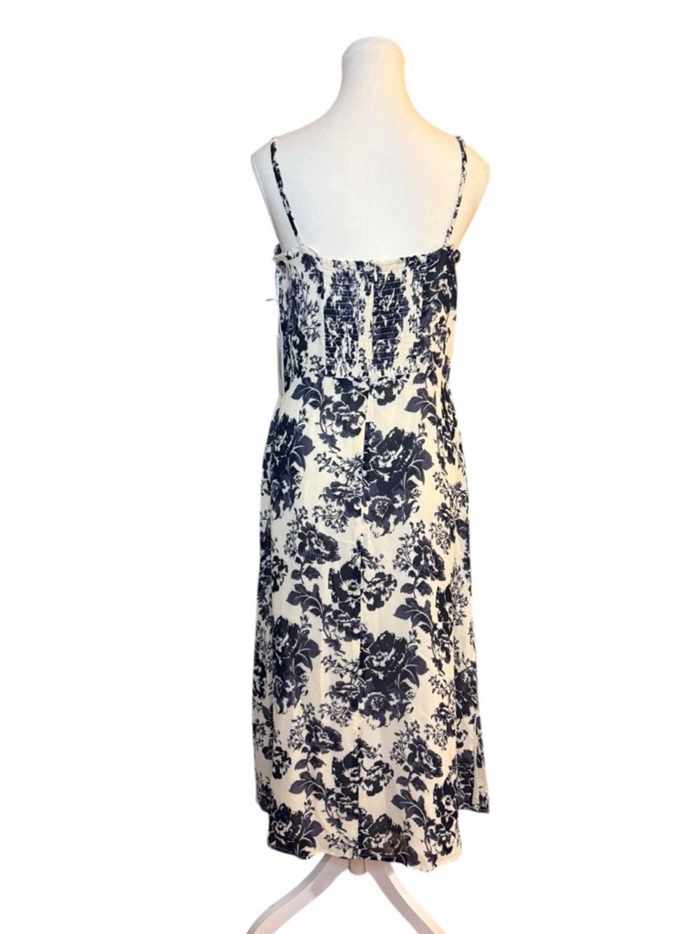 Reformation Cassandra Midi Dress Toile Print Navy White Size 10 - Picture 4 of 12